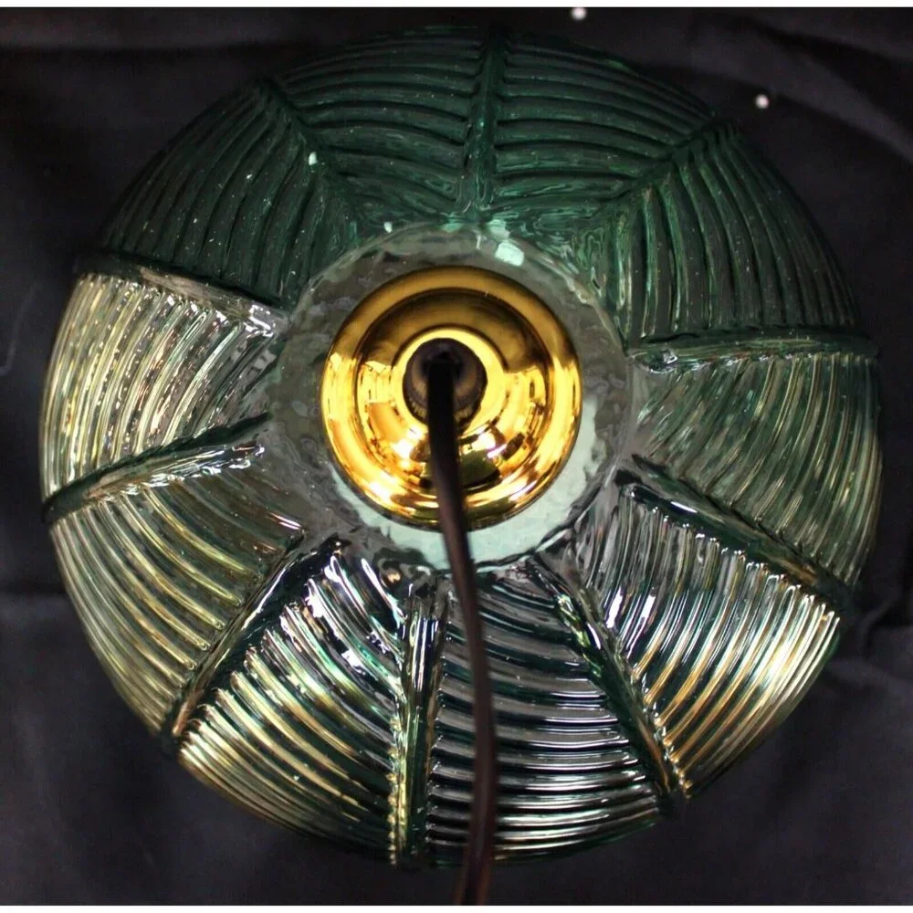 Hanging Glass Pendant Ceiling Light Small Ribbed Leaf Ball Modern Summer Beach